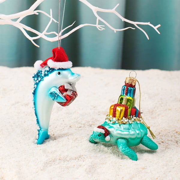 Sklenená ručne vyrobená vianočná ozdoba 12,5 cm Dolphin – Sass & Belle-image-1