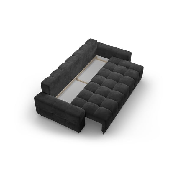 Tmavosivá zamatová rozkladacia pohovka s úložným priestorom 250 cm Wicklow – Cosmopolitan Design-image-3