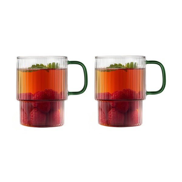 Zelené sklenené hrnčeky v súprave 2 ks na cappuccino 350 ml Livio – Vialli Design