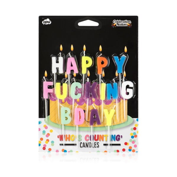 Sada 16 narodeninových sviečok na tortu NPW Happy Fucking Birthday