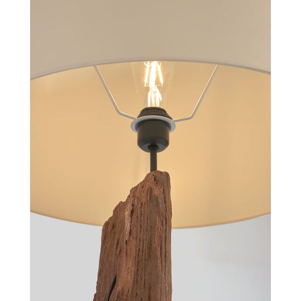 Bielo-hnedá stojacia lampa s textilným tienidlom (výška 175 cm) Powell – Kave Home-image-2
