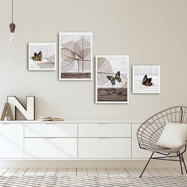 Viacdielny obraz Leaves and Butterfly, 136 × 75 cm-image-1