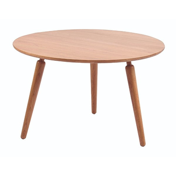 Prírodný konferenčný stolík z dubového dreva Folke Cappuccino, výška 50 cm × ∅ 80 cm
