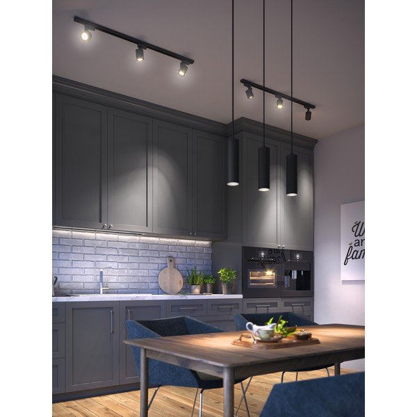 Čierne závesné svietidlo s kovovým tienidlom Tresos II – GTV-image-1