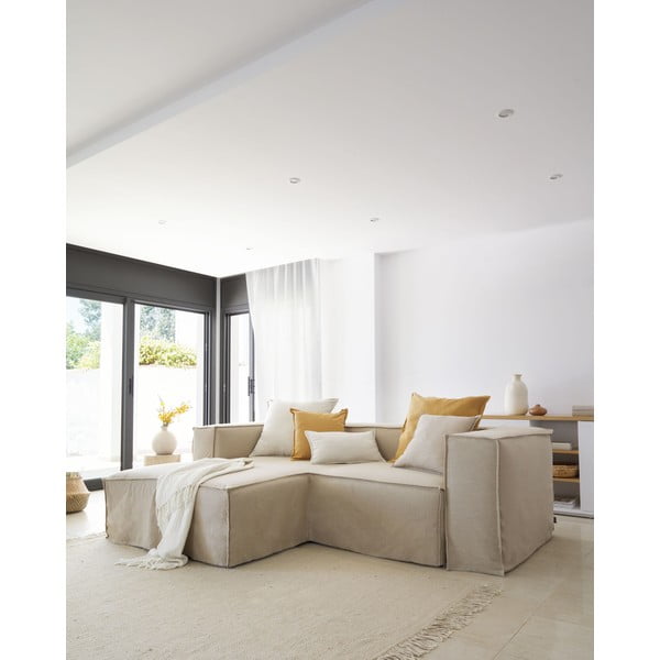 Obliečka na vankúš s prímesou ľanu 45x45 cm Blok – Kave Home-image-4