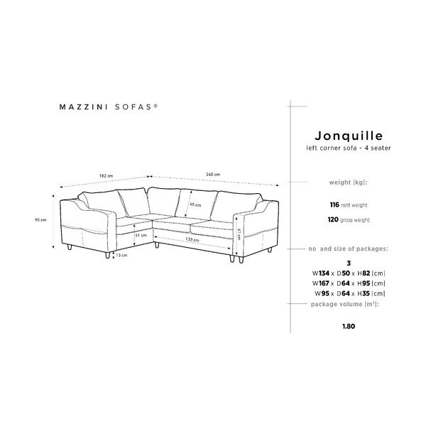 Tmavohnedá rozkladacia štvormiestna pohovka Mazzini Sofas Jonquille, ľavý roh-image-3