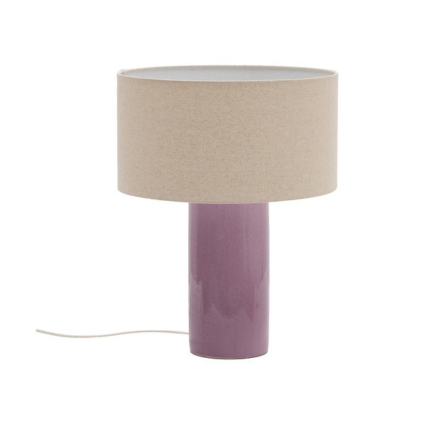 Fialová/béžová stolová lampa s textilným tienidlom (výška  52 cm) Toneric – Kave Home