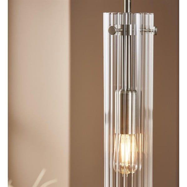 Závesné svietidlo v striebornej farbe so skleneným tienidlom Tubo – Markslöjd-image-3