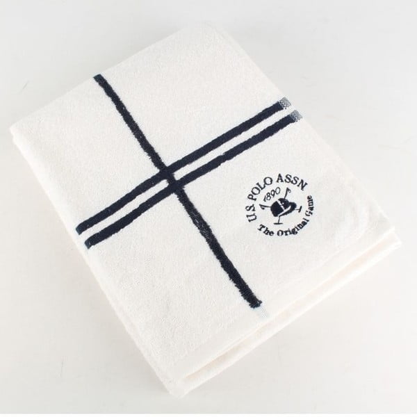 Osuška US Polo Bath Towel White and Navy, 70x140 cm