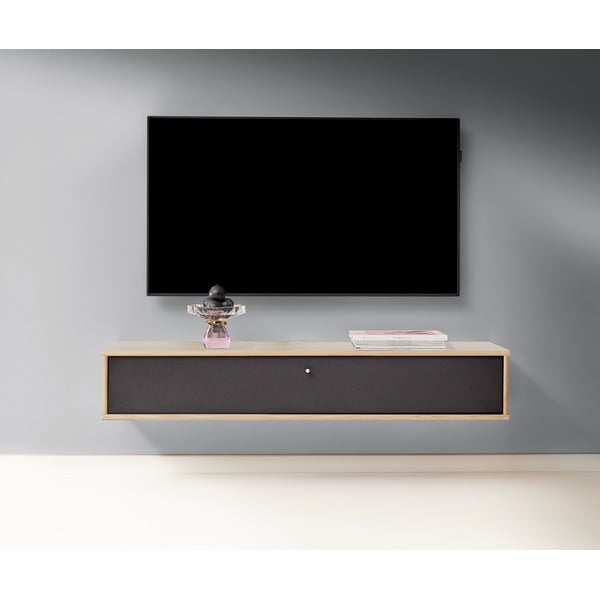TV stolík v dekore duba v čierno-prírodnej farbe 133x22 cm Mistral – Hammel Furniture-image-1