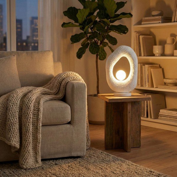 Biela kovová stolová lampa (výška  50 cm) Lore – Opviq lights-image-1