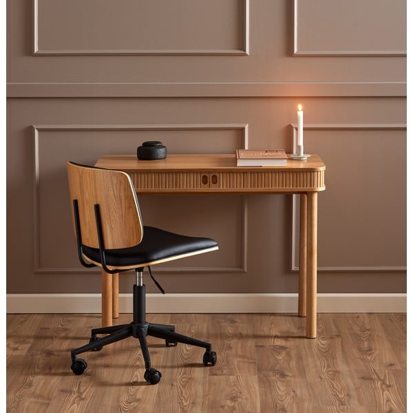 Čierna kancelárska stolička z imitácie kože Owen – Actona-image-1