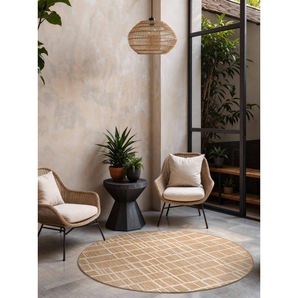 Krémovobiely/v prírodnej farbe okrúhly vnútorný a vonkajší koberec ø 200 cm Haringey Crouch – Ted Baker-image-1