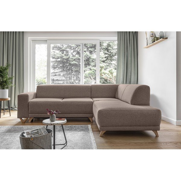 Hnedá rozkladacia/s úložným priestorom rohová pohovka (pravý roh/do L) Classy Sophie – Miuform-image-1