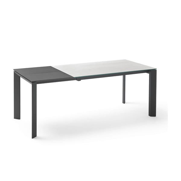 Sivo-čierny rozkladací jedálenský stôl sømcasa Lisa Snow, dĺžka 140/200 cm
