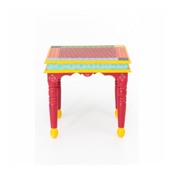 Odkladací stolík z akáciového dreva WOOX LIVING India Colore, 53 × 53 cm