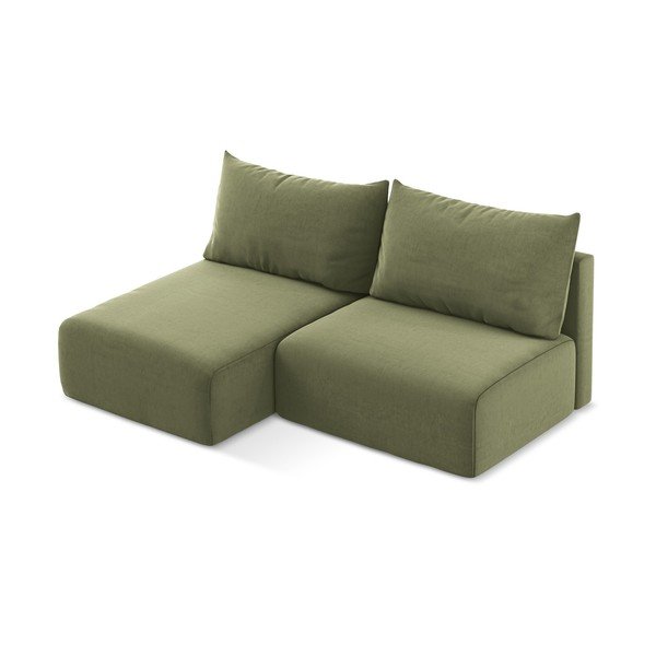 Zelená zamatová rozkladacia/s úložným priestorom rohová pohovka (ľavý roh/s leňoškou) Kalena – Makamii-image-3