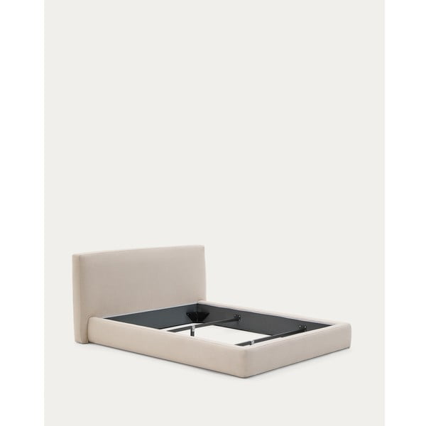 Béžová čalúnená dvojlôžková posteľ bez roštu 180x200 cm Blok – Kave Home-image-2
