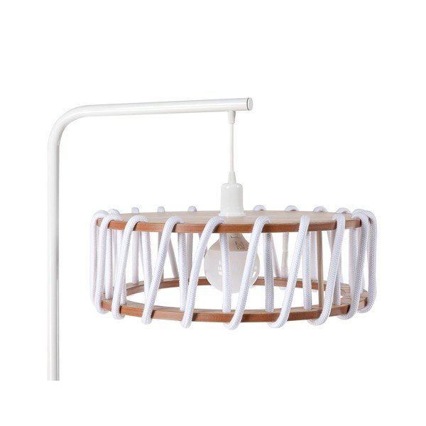 Stojacia lampa s bielou konštrukciou a veľkým bielym tienidlom EMKO Macaron-image-2