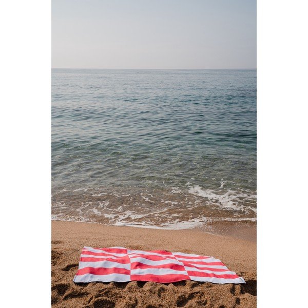 Červená/svetlomodrá bavlnená plážová osuška 100x160 cm Su – noo.ma-image-1