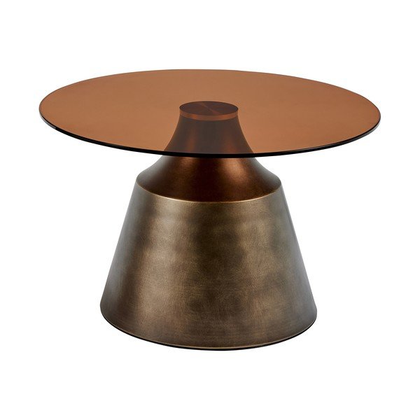 Hnedý oceľový okrúhly konferenčný stolík ø 70 cm Dunsley – Actona