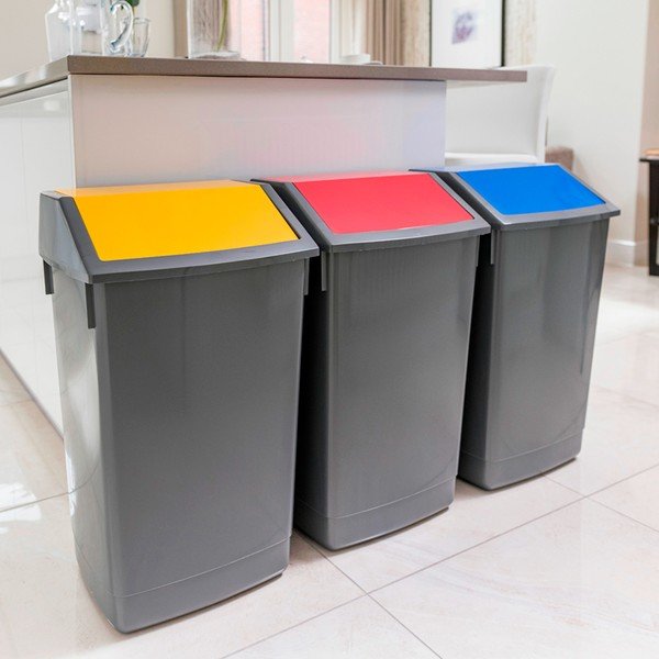 Sada 3 košov na triedený odpad Addis Recycle, 60 l-image-1