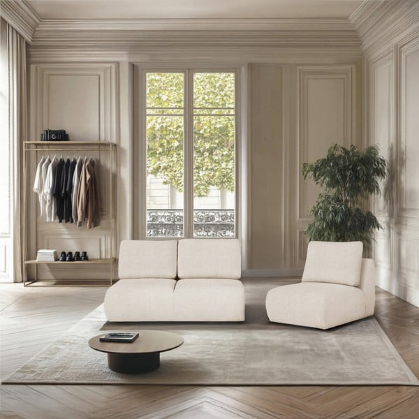 Krémové kreslo z textílie buklé Mirel – Rodier-image-1