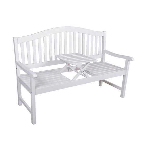 Biela drevená záhradná lavica Singapore – Garden Pleasure-image-1