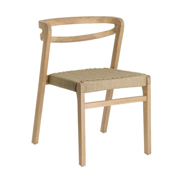 Záhradná stolička z eukalyptového dreva s béžovým výpletom Kave Home Ezilda