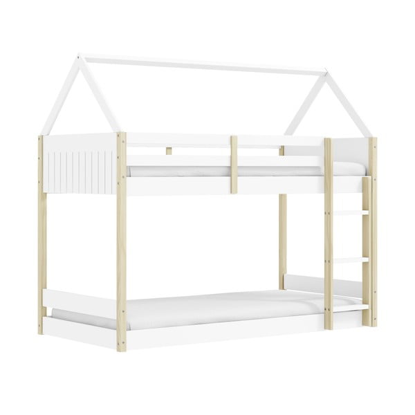 Domčeková poschodová detská posteľ v bielo-prírodnej farbe 90x190 cm Valka – Marckeric-image-4