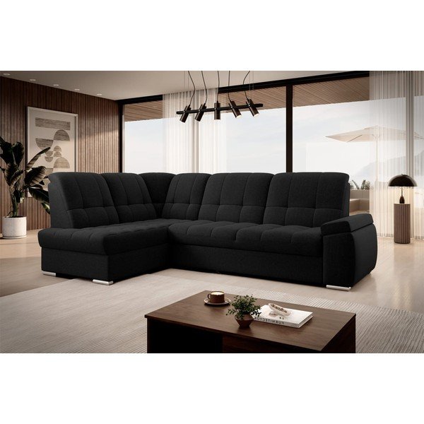 Čierna rozkladacia/s úložným priestorom rohová pohovka (ľavý roh/do L) Sado – ELTAP-image-4