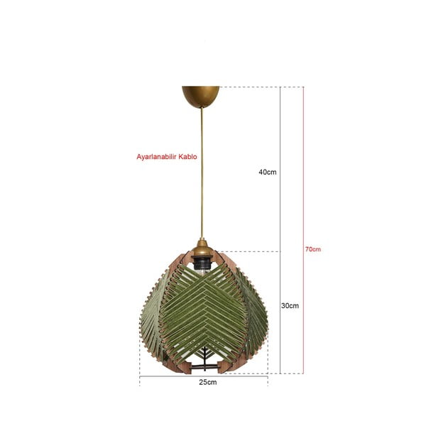 Tmavozelené/v prírodnej farbe závesné svietidlo s textilným tienidlom ø 25 cm Yola – Opviq lights-image-2