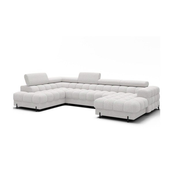 Krémovobiela rozkladacia rohová pohovka z textílie buklé (ľavý roh/do tvaru "U") Feraria – ELTAP-image-2