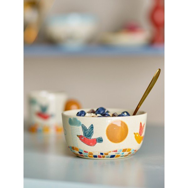 Krémová kameninová detská miska ø 12 cm Colorine – Bloomingville Mini-image-1