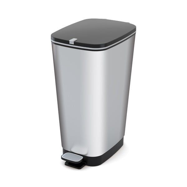 Pedálový plastový odpadkový kôš v striebornej farbe 45 l Chic Bin – KIS
