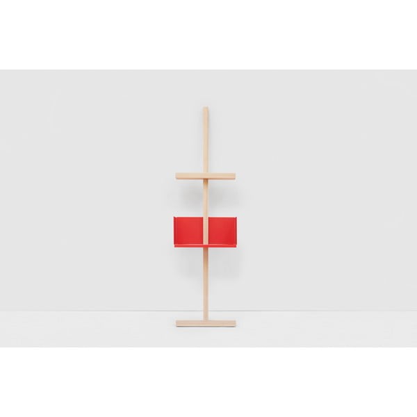 Drevená polička s červeným regálom MWA Stilt Red