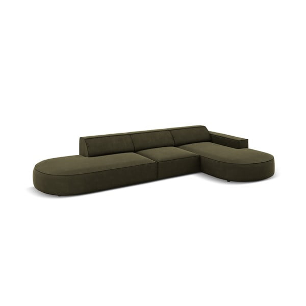 Zelená zamatová rohová pohovka (pravý roh) Jodie - Micadoni Home-image-4