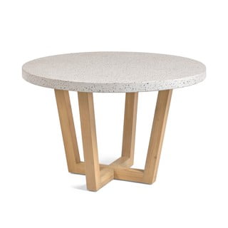 Biely záhradný stôl s doskou z kameňa Kave Home Shanelle, ø 120 cm