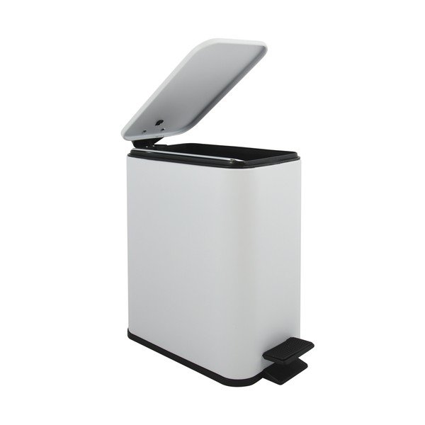 Matne biely nášľapný oceľový odpadkový kôš 5 l Erik – Spirella-image-2