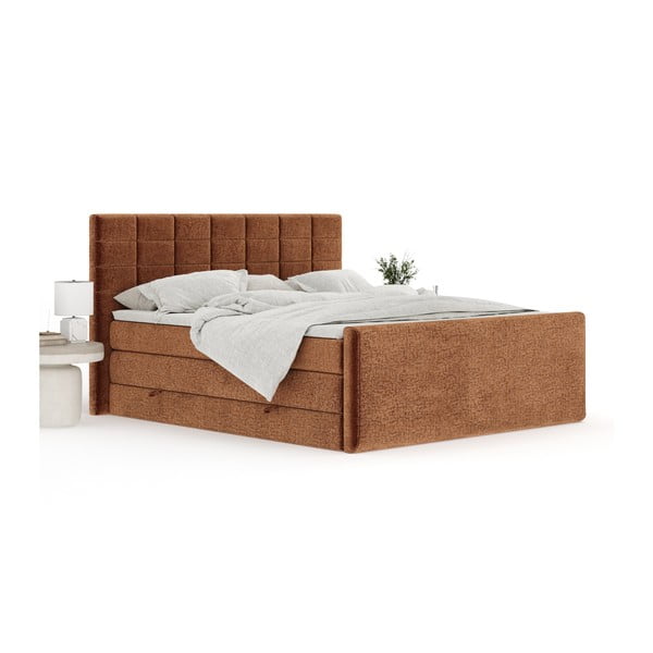 Oranžová boxspring posteľ s úložným priestorom 160x200 cm Ava – Maison de Rêve-image-2
