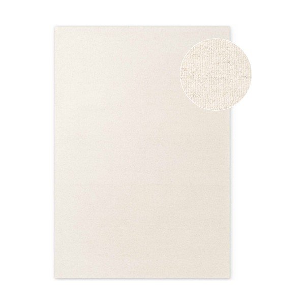 Krémovobiely ručne tkaný vlnený koberec 140x200 cm Puristic Knots – Elle Decoration