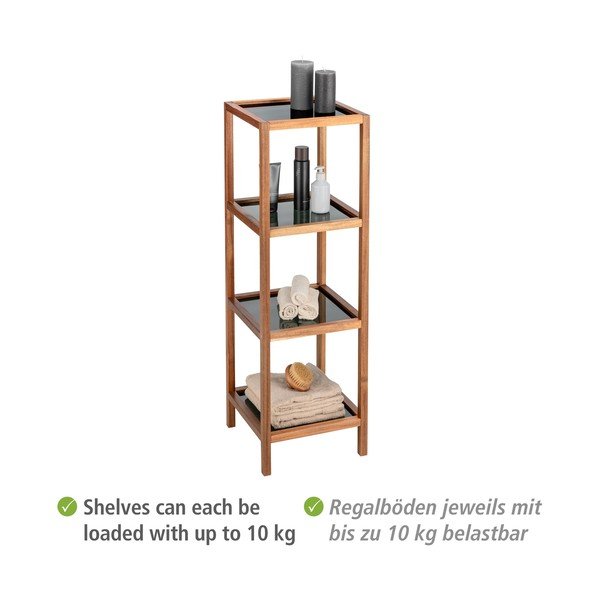 Sklenený kúpeľňový regál v čierno-prírodnej farbe 36x112 cm Fondi – Wenko-image-4