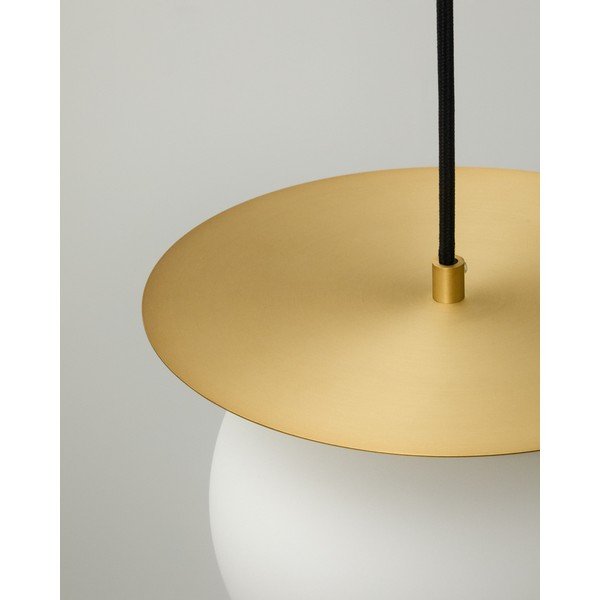 Biele/v zlatej farbe kovové závesné svietidlo so skleneným tienidlom ø 25 cm Brisia – Kave Home-image-3