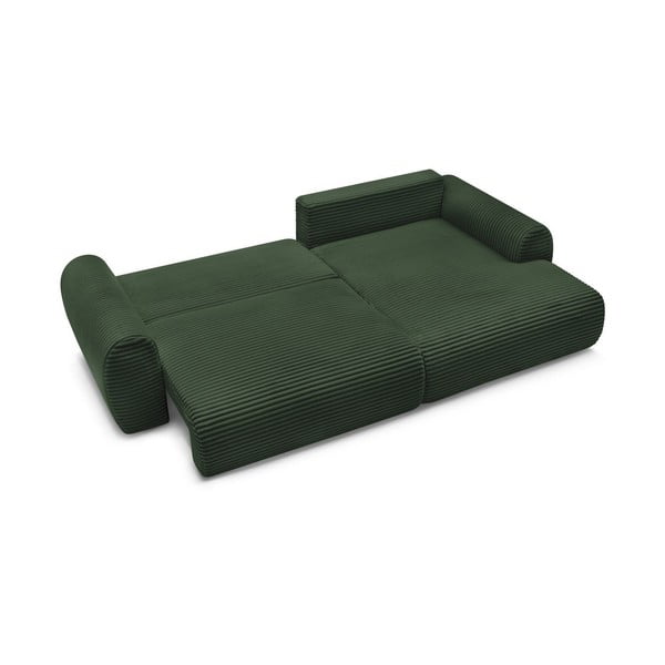 Tmavozelená menčestrová rozkladacia rohová pohovka (pravý roh) Lucien – Bobochic Paris-image-4