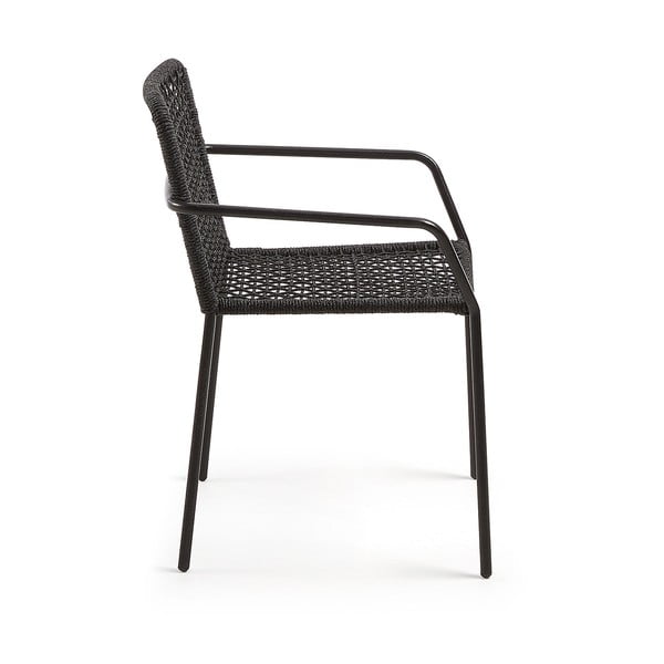 Čierna záhradná stolička s oceľovou konštrukciou Kave Home Bomer-image-2