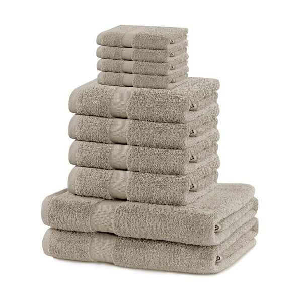 Béžové froté bavlnené uteráky a osušky v súprave 10 ks Marina – DecoKing