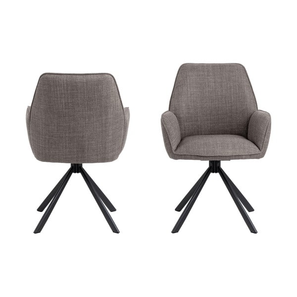 Svetlosivé čalúnené jedálenské kreslá v súprave s podrúčkami 2 ks Glenda – Actona-image-2