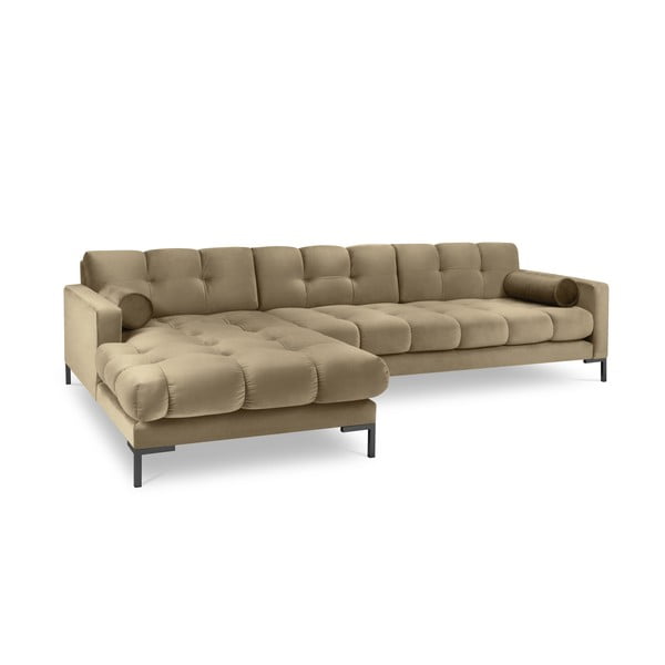 Béžová zamatová rohová pohovka Cosmopolitan Design Bali, ľavý roh-image-2