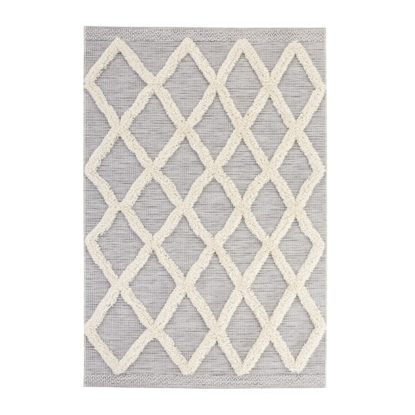 Sivý koberec Mint Rugs Handira Grid, 150 × 77 cm