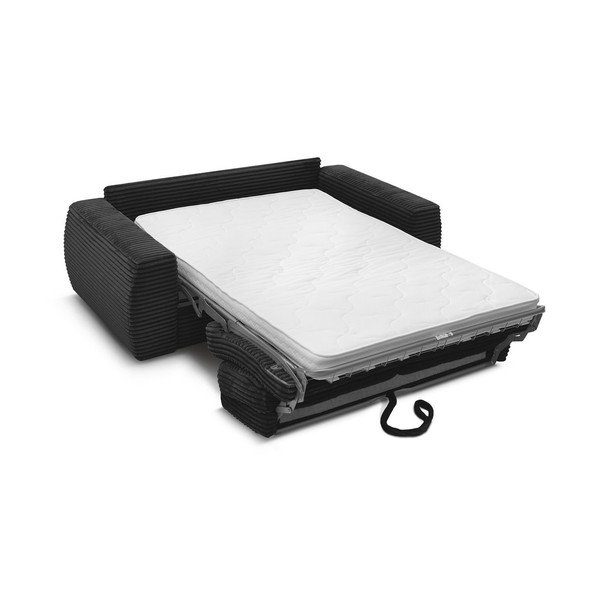 Čierna menčestrová pohovka na každodenné spanie/rozkladacia 220 cm Hugo – Bobochic Paris-image-4